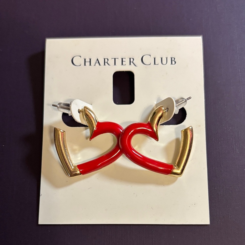 Charter Club Red Heart Earrings | Macy's Exclusive Brand | NWT